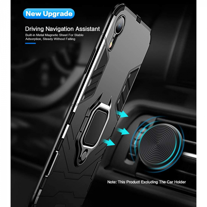 Husa iPhone XR, Techsuit Shield Ring, Negru [11]
