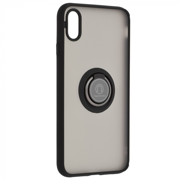 Husa iPhone XS Max cu inel suport stand magnetic, Negru [4]