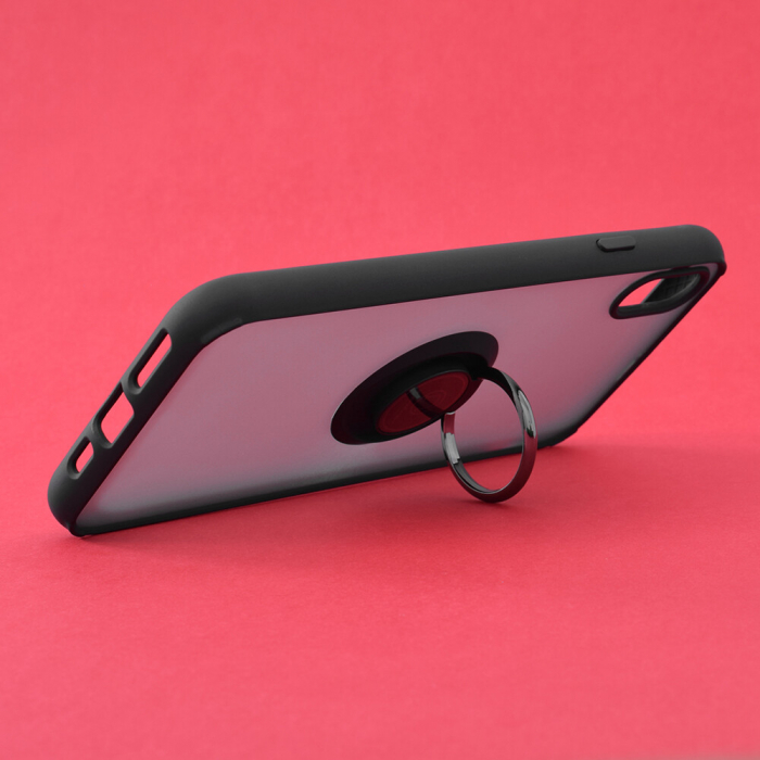 Husa iPhone XS Max cu inel suport stand magnetic, Negru [2]
