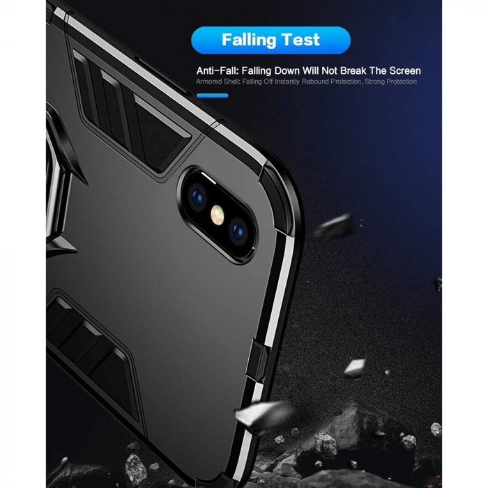 Husa iPhone XS Max, Techsuit Shield Ring, Negru [6]