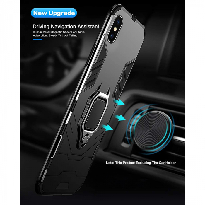 Husa iPhone XS Max, Techsuit Shield Ring, Negru [9]