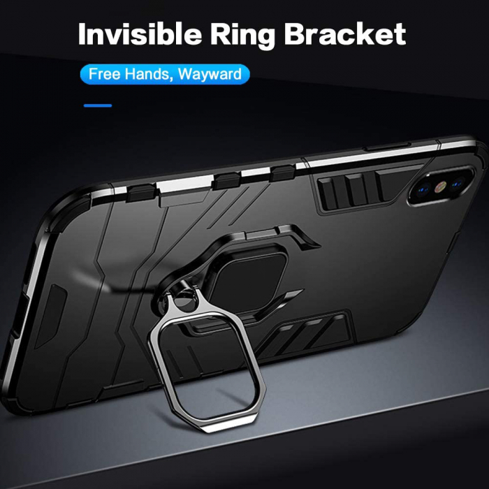 Husa iPhone XS Max, Techsuit Shield Ring, Negru [10]