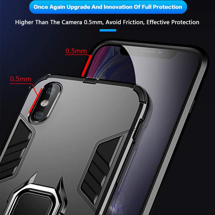 Husa iPhone XS Max, Techsuit Shield Ring, Negru [8]