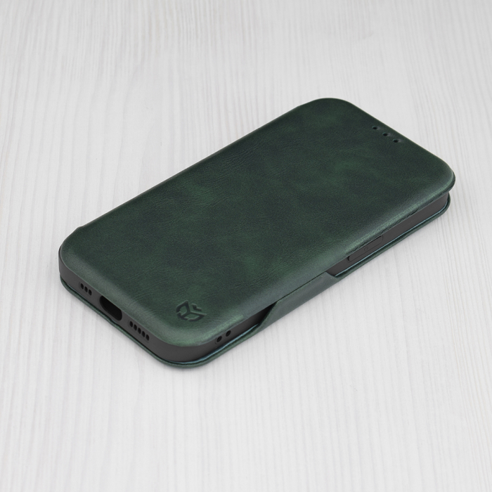 Husa magnetica tip carte iPhone 14, Safe Wallet Plus, Green [7]
