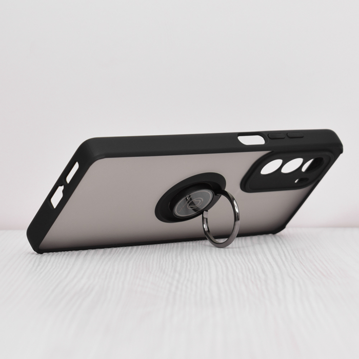 Husa Motorola Moto G200 5G cu inel suport stand magnetic, Negru [5]