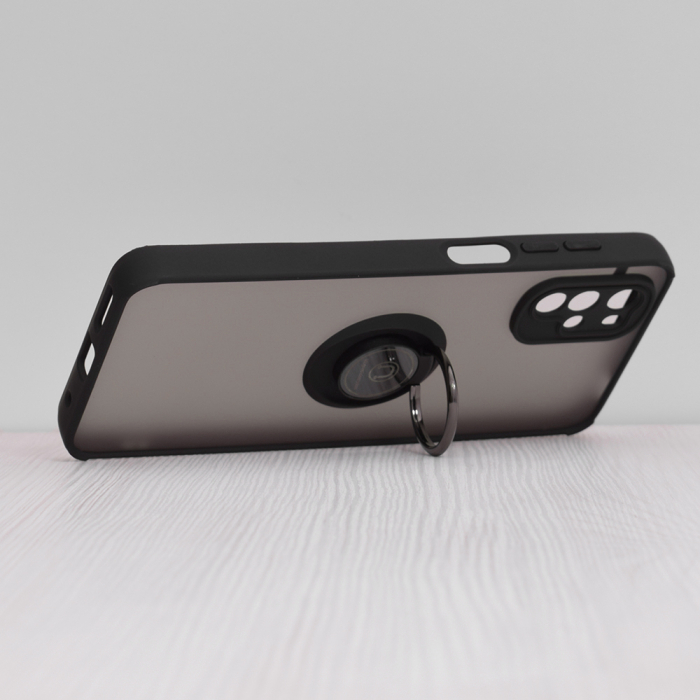 Husa Motorola Moto G22 cu inel suport stand magnetic, Negru [4]