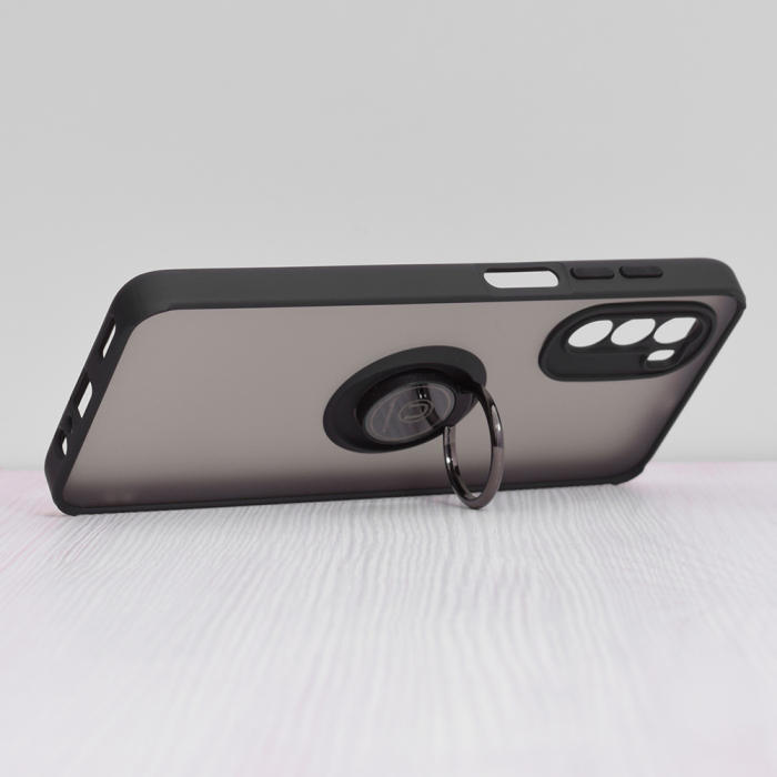 Husa Motorola Moto G52 cu inel suport stand magnetic, Negru [4]