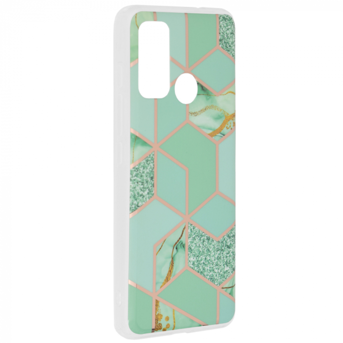 Husa Motorola Moto G60, Techsuit Marble Series, Green Hex [2]