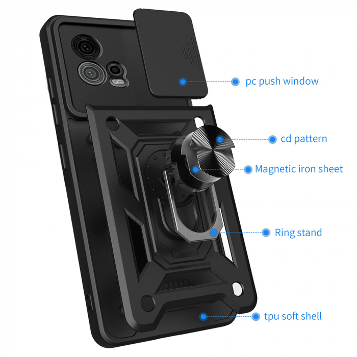 Husa Motorola Moto G72 cu protectie camera Techsuit CamShield Series, Negru [5]