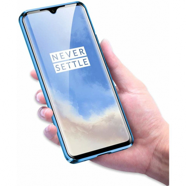 Husa OnePlus 7T Magnetic Glass 360 (sticla fata + spate), Albastru [3]