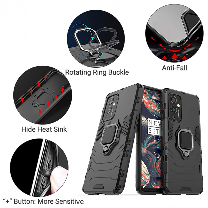 Husa OnePlus 9, Techsuit Shield Ring, Negru [8]