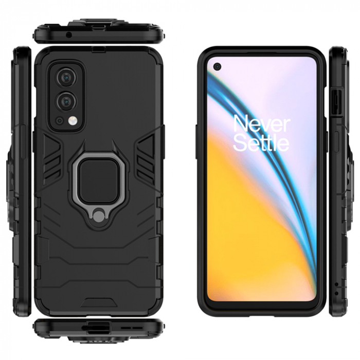 Husa OnePlus Nord 2 5G, Techsuit Shield Ring, Negru [9]