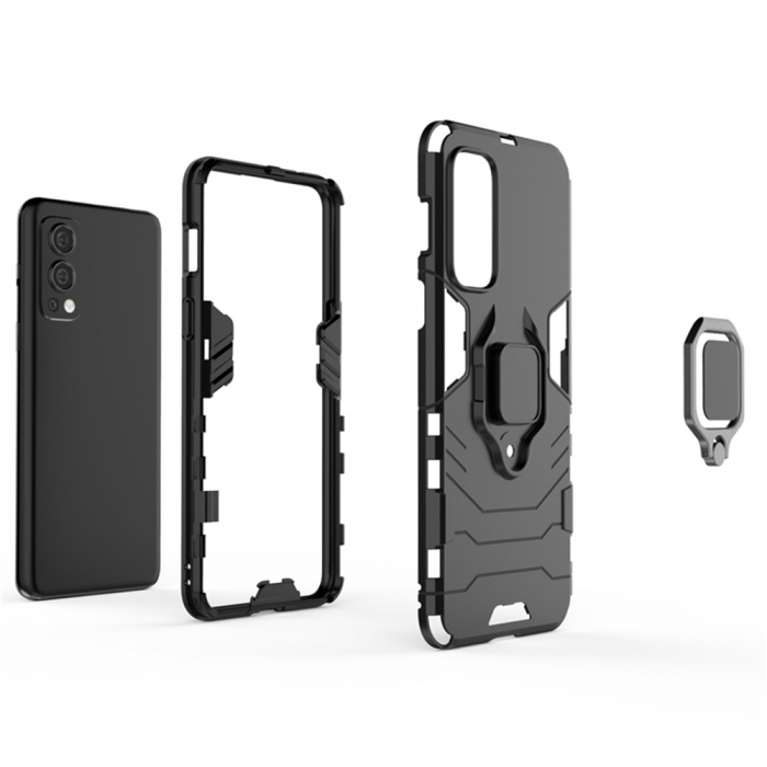 Husa OnePlus Nord 2 5G, Techsuit Shield Ring, Negru [6]