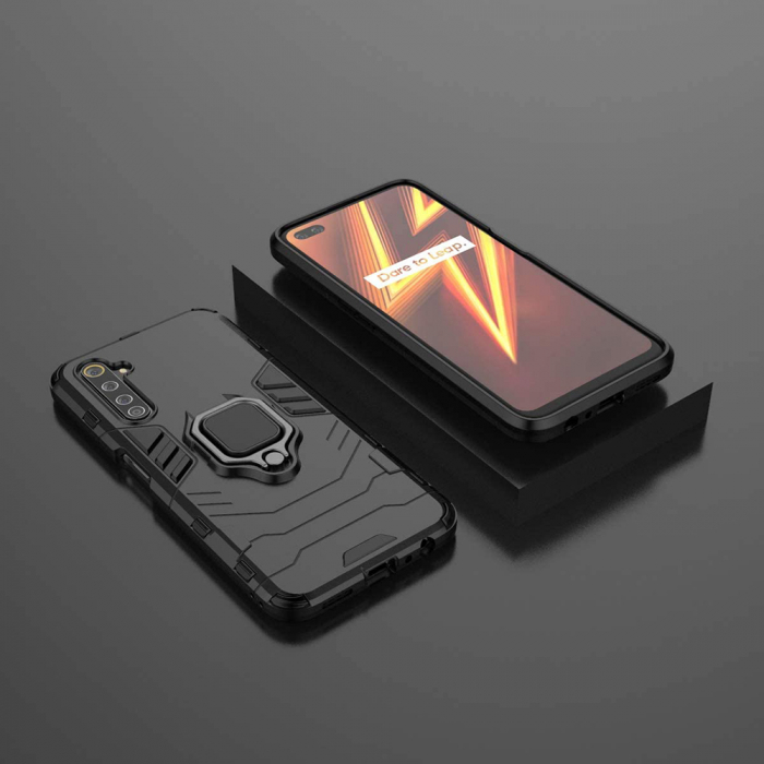 Husa Realme 6 Pro, Techsuit Shield Ring, Negru [9]