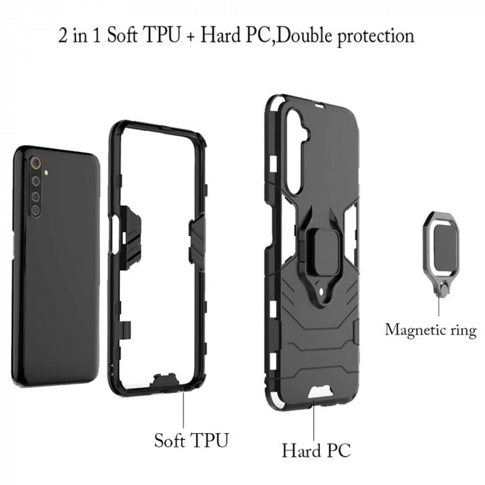 Husa Realme 6 Pro, Techsuit Shield Ring, Negru [6]