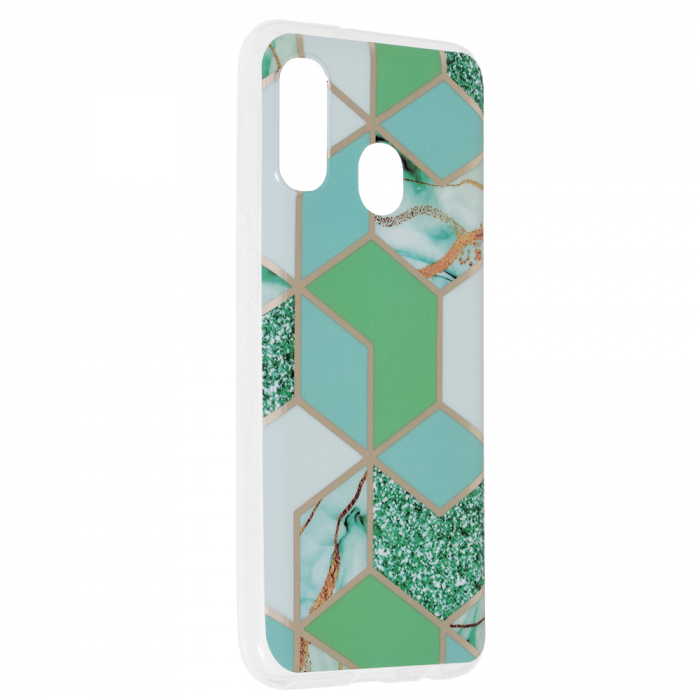 Husa Samsung Galaxy A20e, Techsuit Marble Series, Green Hex [2]