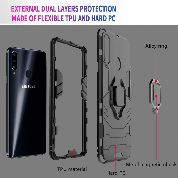 Husa Samsung Galaxy A20s, Techsuit Shield Ring, Negru [6]