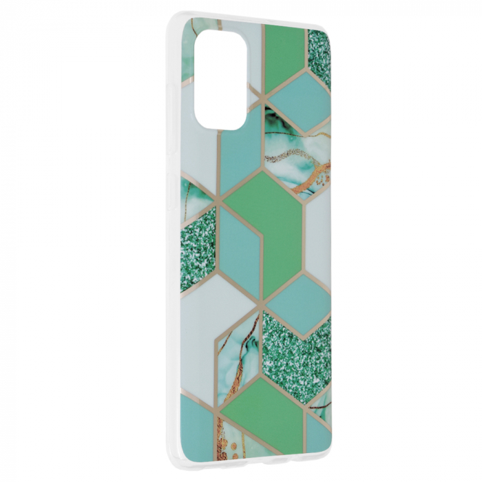 Husa Samsung Galaxy A71, Techsuit Marble Series, Green Hex [2]