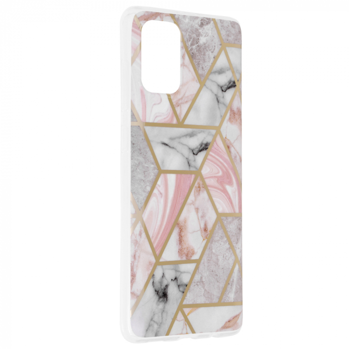 Husa Samsung Galaxy A71, Techsuit Marble Series, Pink Hex [2]