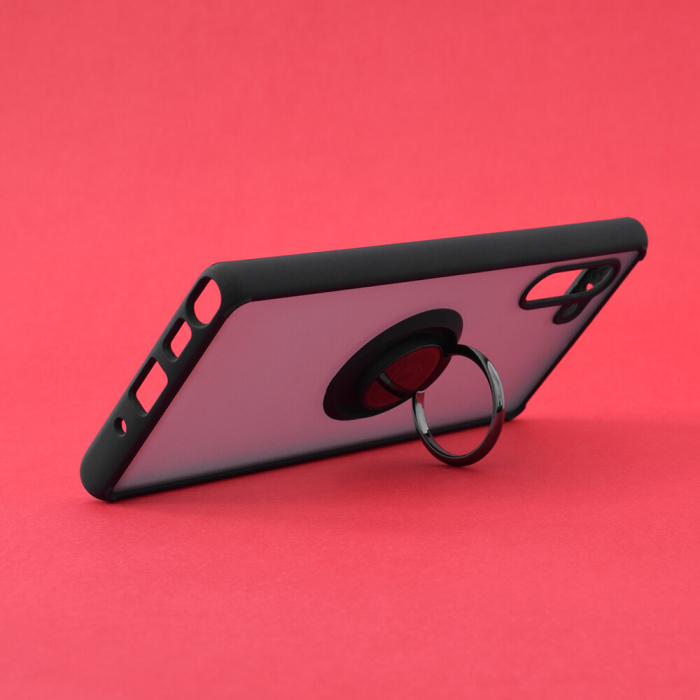 Husa Samsung Galaxy Note 10 cu inel suport stand magnetic, Negru [2]