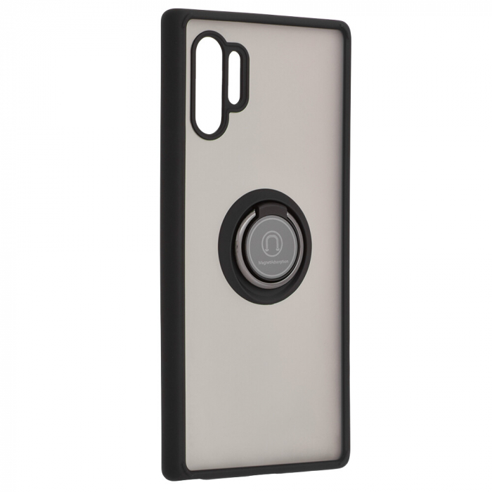 Husa Samsung Galaxy Note 10 Plus cu inel suport stand magnetic, Negru [3]