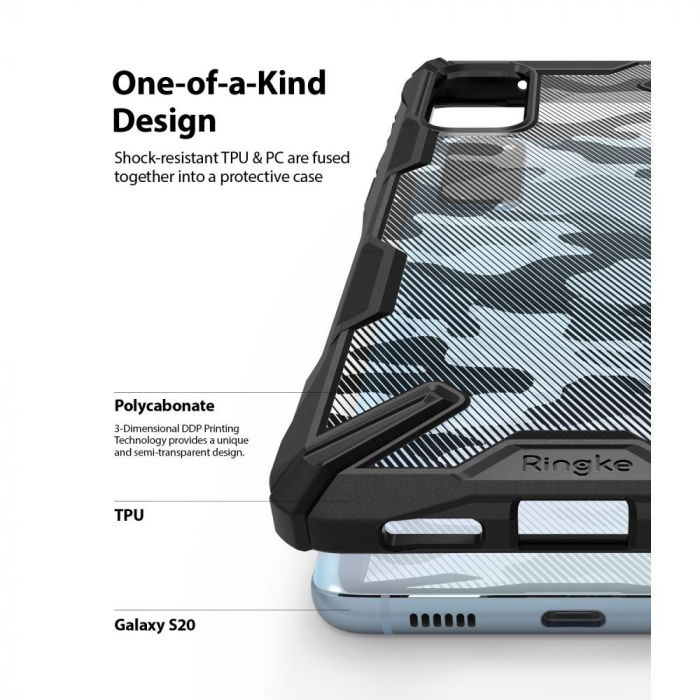Husa Samsung Galaxy S20, Ringke Fusion X, Camo Black [6]