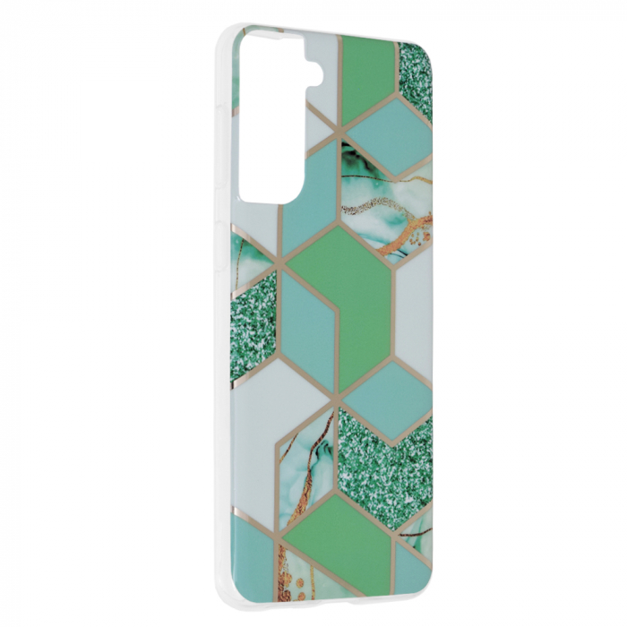 Husa Samsung Galaxy S21 Plus, Techsuit Marble Series, Green Hex [2]