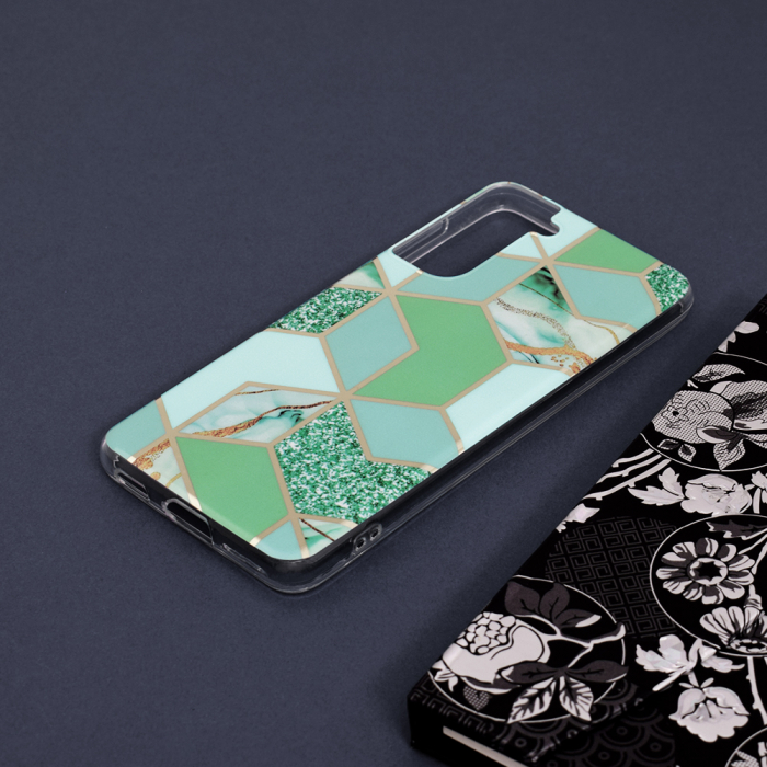 Husa Samsung Galaxy S21, Techsuit Marble Series, Green Hex [4]