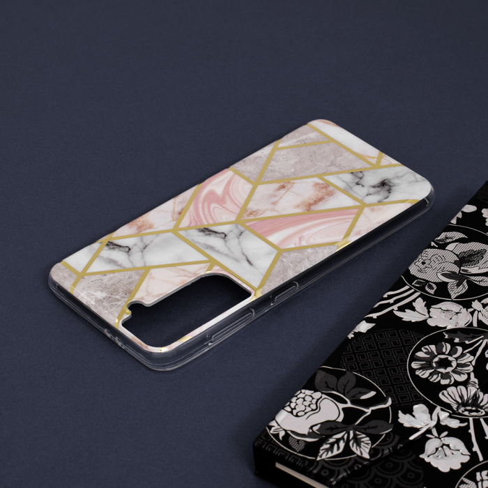 Husa Samsung Galaxy S21, Techsuit Marble Series, Pink Hex [5]
