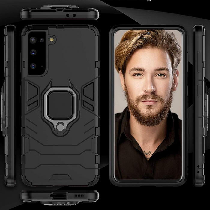Husa Samsung Galaxy S21, Techsuit Shield Ring, Negru [10]