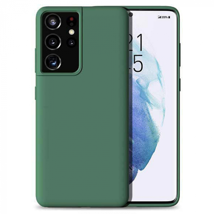 Husa Samsung Galaxy S21 Ultra, Soft Edge Silicone, Dark Green [4]