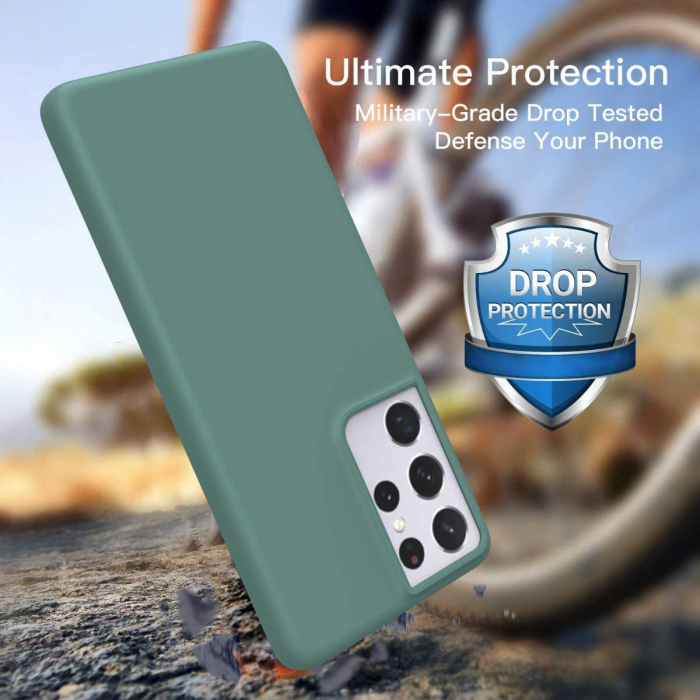 Husa Samsung Galaxy S21 Ultra, Soft Edge Silicone, Dark Green [3]
