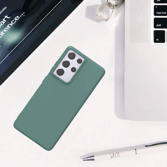 Husa Samsung Galaxy S21 Ultra, Soft Edge Silicone, Dark Green [6]