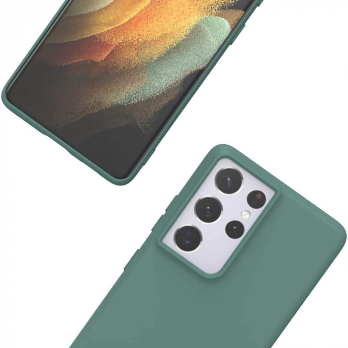 Husa Samsung Galaxy S21 Ultra, Soft Edge Silicone, Dark Green [8]