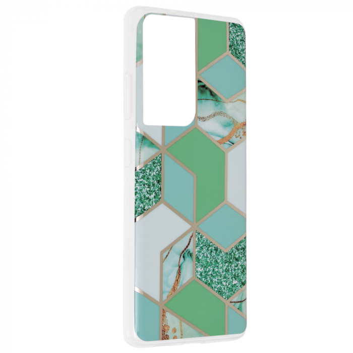 Husa Samsung Galaxy S21 Ultra, Techsuit Marble Series, Green Hex [2]