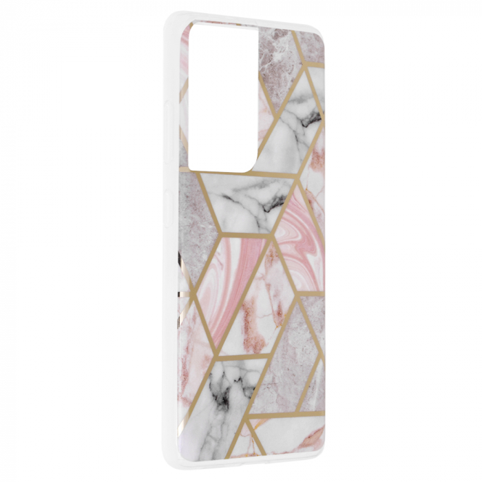 Husa Samsung Galaxy S21 Ultra, Techsuit Marble Series, Pink Hex [2]