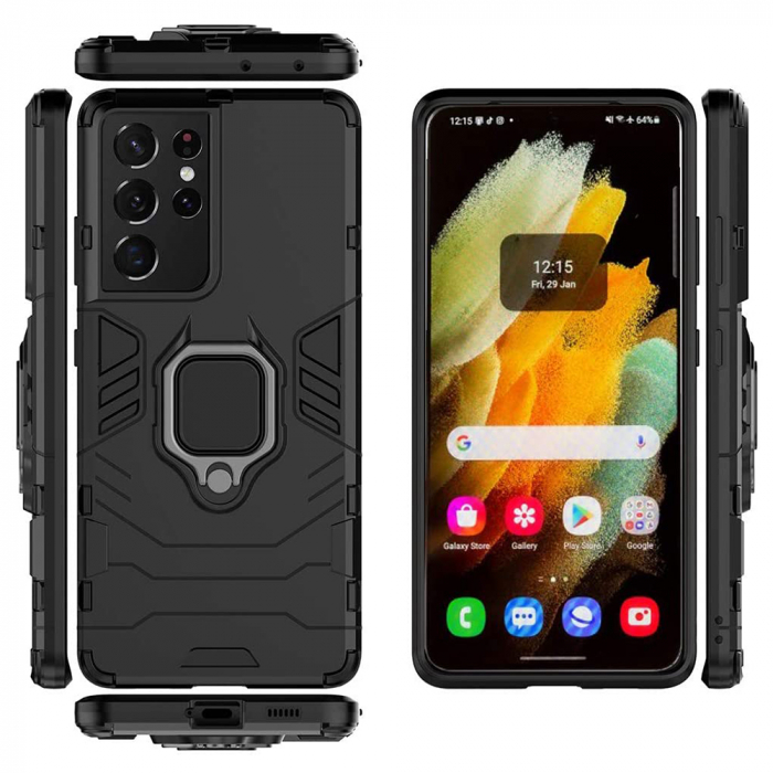 Husa Samsung Galaxy S21 Ultra, Techsuit Shield Ring, Negru [12]