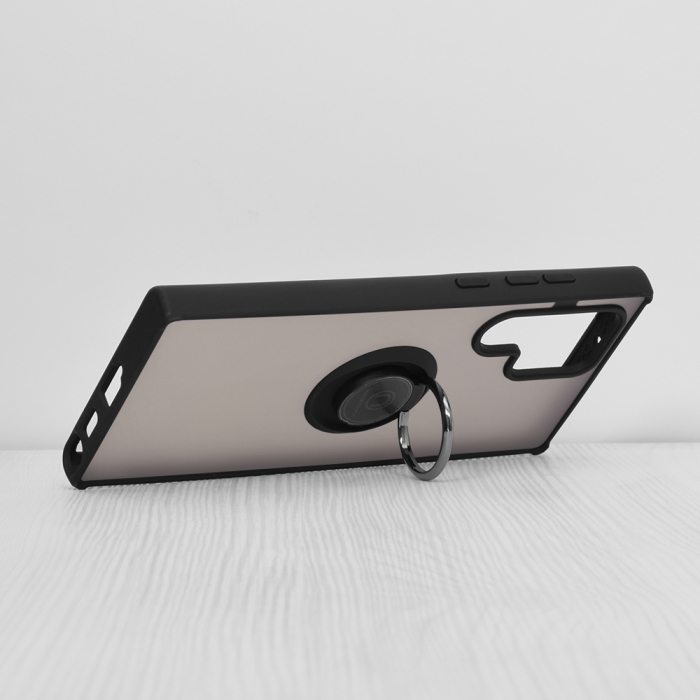 Husa Samsung Galaxy S22 Ultra cu inel suport stand magnetic, Negru [3]