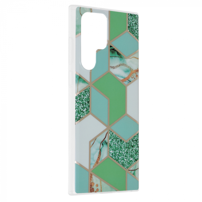 Husa Samsung Galaxy S22 Ultra, Techsuit Marble Series, Green Hex [2]