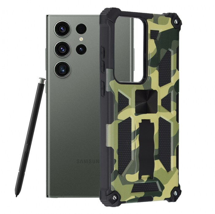 Husa Samsung Galaxy S23 Ultra, Techsuit Blazor, Camo Lime [1]