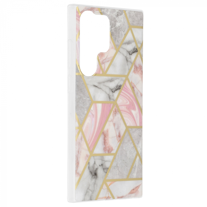 Husa Samsung Galaxy S23 Ultra, Techsuit Marble Series, Pink Hex [2]