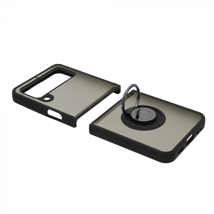 Husa Samsung Galaxy Z Flip3 5G cu inel suport stand magnetic, Negru [6]