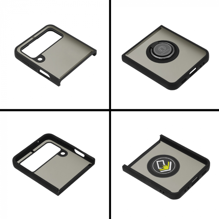 Husa Samsung Galaxy Z Flip3 5G cu inel suport stand magnetic, Negru [5]