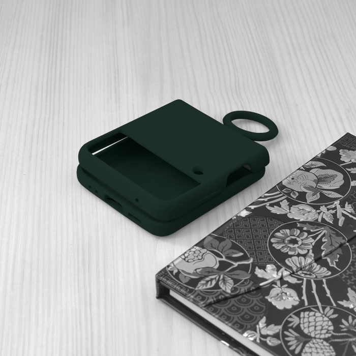 Husa Samsung Galaxy Z Flip3 5G, Soft Edge Silicone, Dark Green [6]