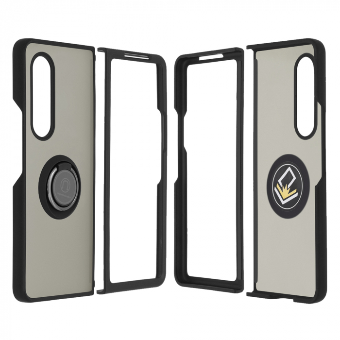 Husa Samsung Galaxy Z Fold3 5G cu inel suport stand magnetic, Negru [4]