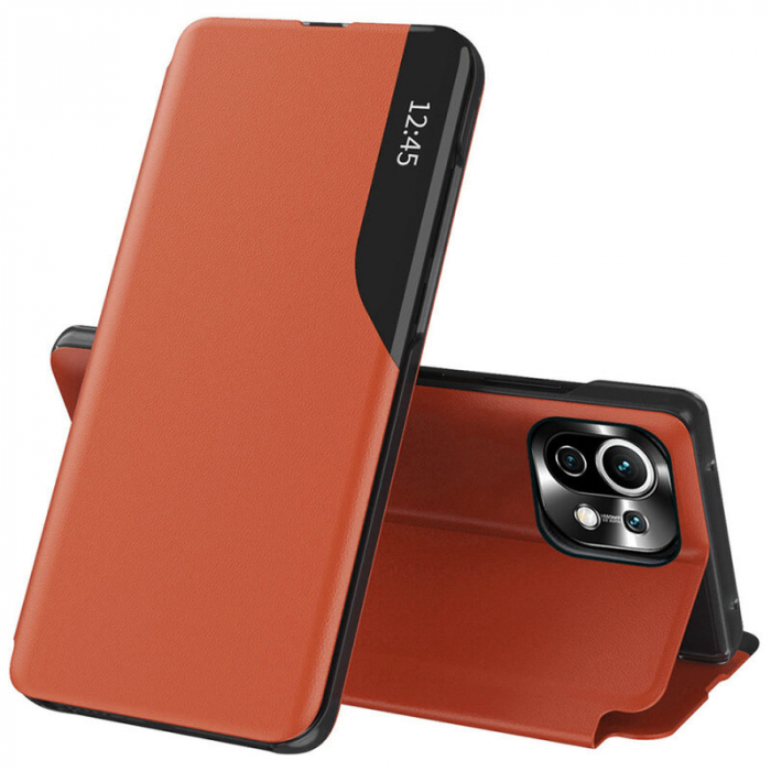 Husa tip carte Xiaomi Mi 11 Lite, eFold Book View, Orange [1]