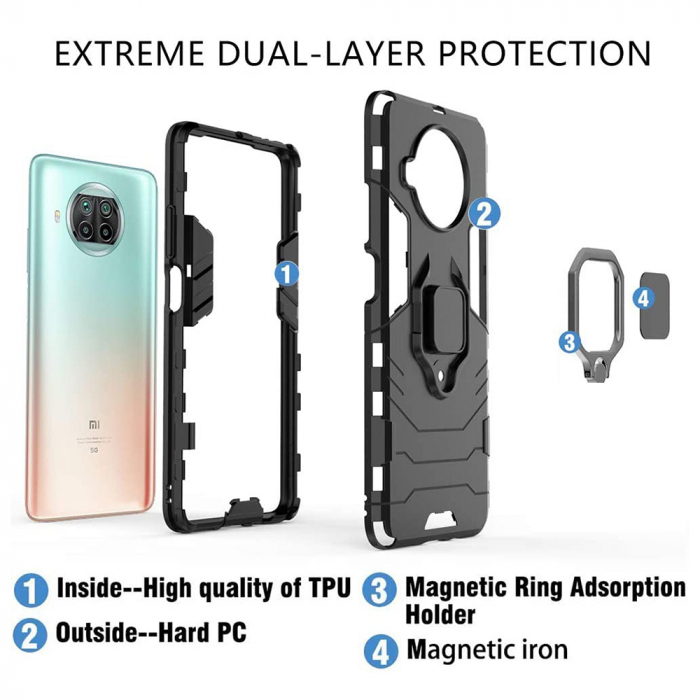 Husa Xiaomi Mi 10T Lite, Techsuit Shield Ring, Negru [2]