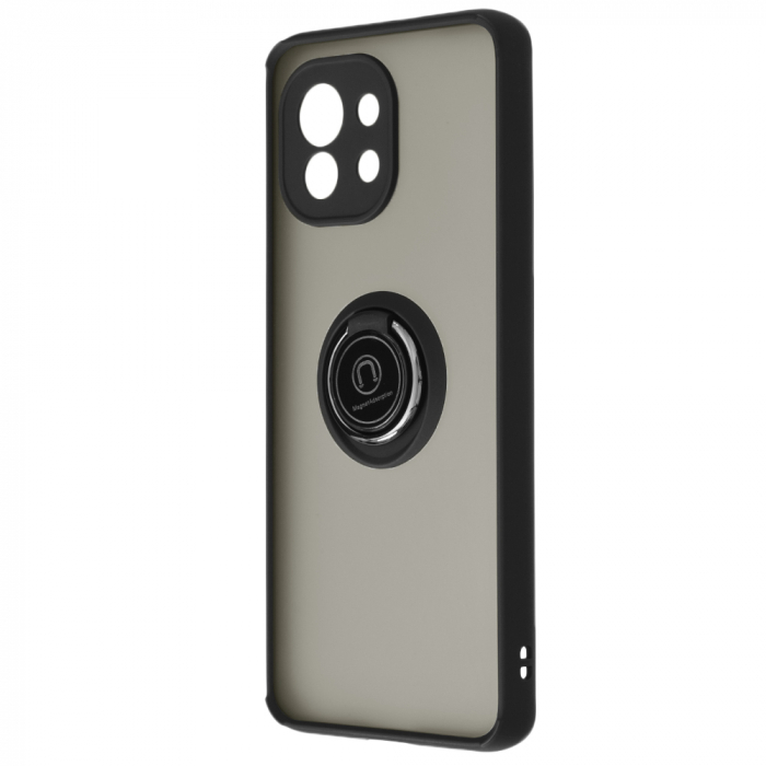 Husa Xiaomi Mi 11 cu inel suport stand magnetic, Negru [3]