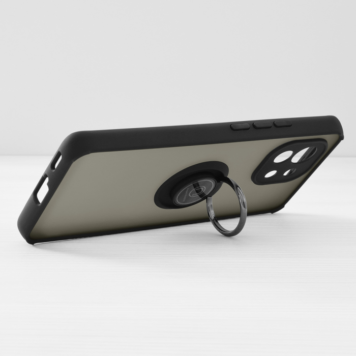 Husa Xiaomi Mi 11 cu inel suport stand magnetic, Negru [2]
