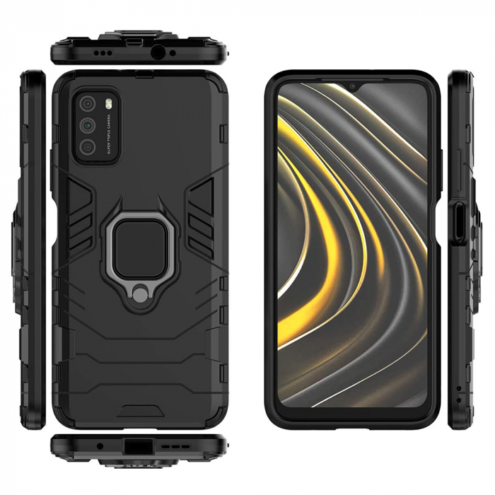 Husa Xiaomi Poco M3, Techsuit Shield Ring, Negru [13]